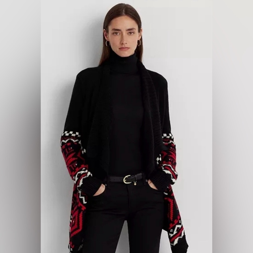 💚2 for $60- NWT‎ - 💕 Ralph Lauren Black and Red Knit Cardigan